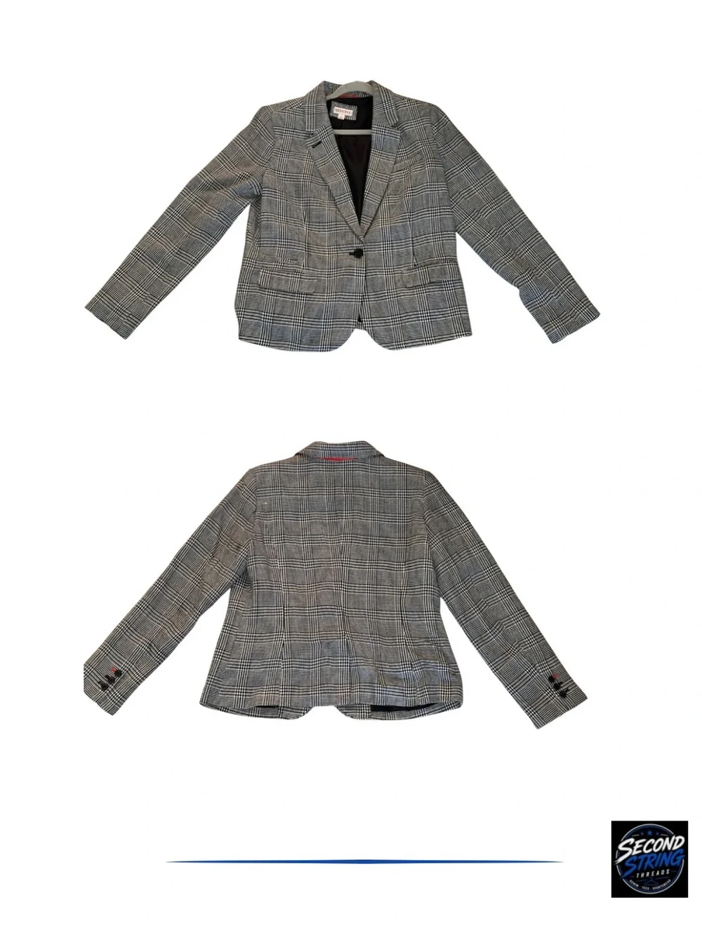 Merona Gray Glen Plaid Single-Button Blazer size 16